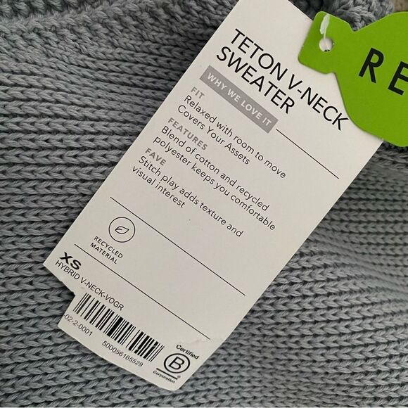 NWT Athleta Teton V-neck Sweater Blue Gray Knit Pullover size XS - Picture 9 of 16